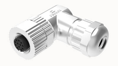 M12 4 PİN DİŞİ 90° METAL KONNEKTÖR DEGSON - 1