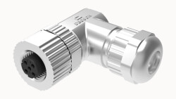 M12 4 PİN DİŞİ 90° METAL D KOD  KONNEKTÖR DEGSON