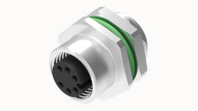 M12 A KOD 6 PİN DİŞİ PANEL TİP M16*1.5 ÖN MONTAJ PCB LEHİM KONNEKTÖR OLVO - 1