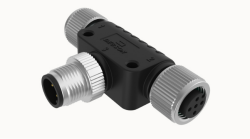 M12 B-KOD 5 PİN T DAĞITIM KONNEKTÖRÜ M12 5 PİN GİRİŞ BAĞLANTI UCU ERKEK, M12 5 PİN ÇIKIŞ 1 BAĞLANTI UCU DİŞİ, M12 5 PİN ÇIKIŞ 2 BAĞLANTI UCU DİŞİ DEGSON