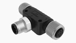 M12 A-KOD 4 PİN T DAĞITIM KONNEKTÖRÜ M12 4 PİN GİRİŞ BAĞLANTI UCU ERKEK, M12 4 PİN ÇIKIŞ 1 BAĞLANTI UCU DİŞİ, M12 4 PİN ÇIKIŞ 2 BAĞLANTI UCU DİŞİ DEGSON