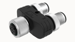 M12 A- KOD 5 PİN Y DAĞITIM KONNEKTÖRÜ M12 5 PİN GİRİŞ BAĞLANTI UCU DİŞİ, M12 5 PİN ÇIKIŞ 1 BAĞLANTI UCU ERKEK, M12 5 PİN ÇIKIŞ 2 BAĞLANTI UCU ERKEK DEGSON - DEGSON